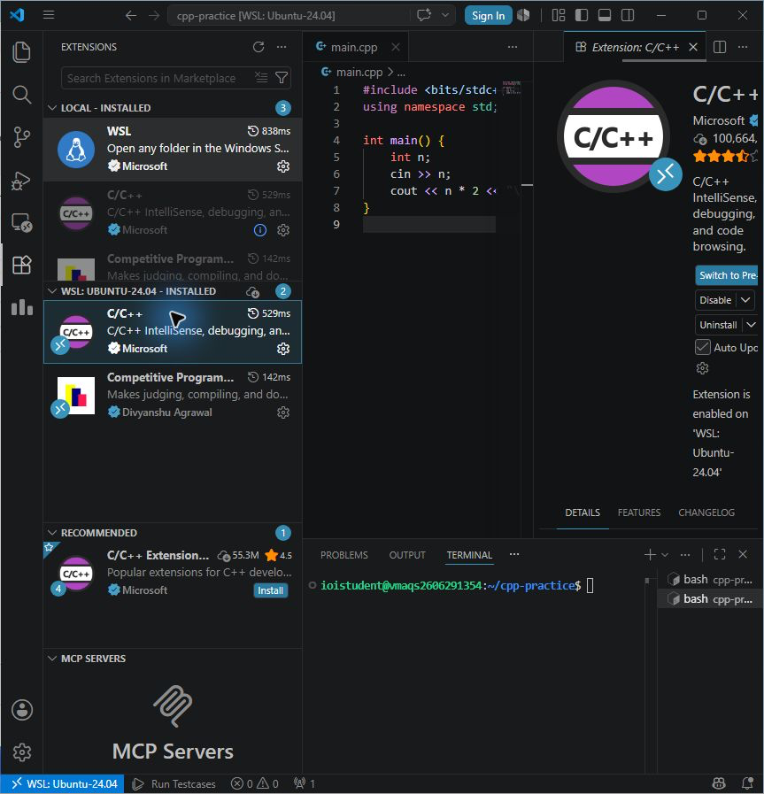VS Code에서 Microsoft C/C++ 확장 상세 화면을 연 모습